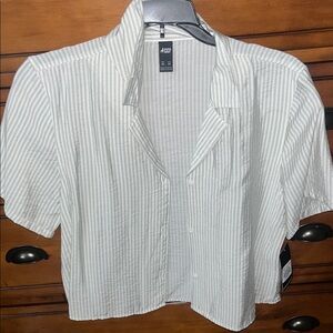 Stripped sage green top